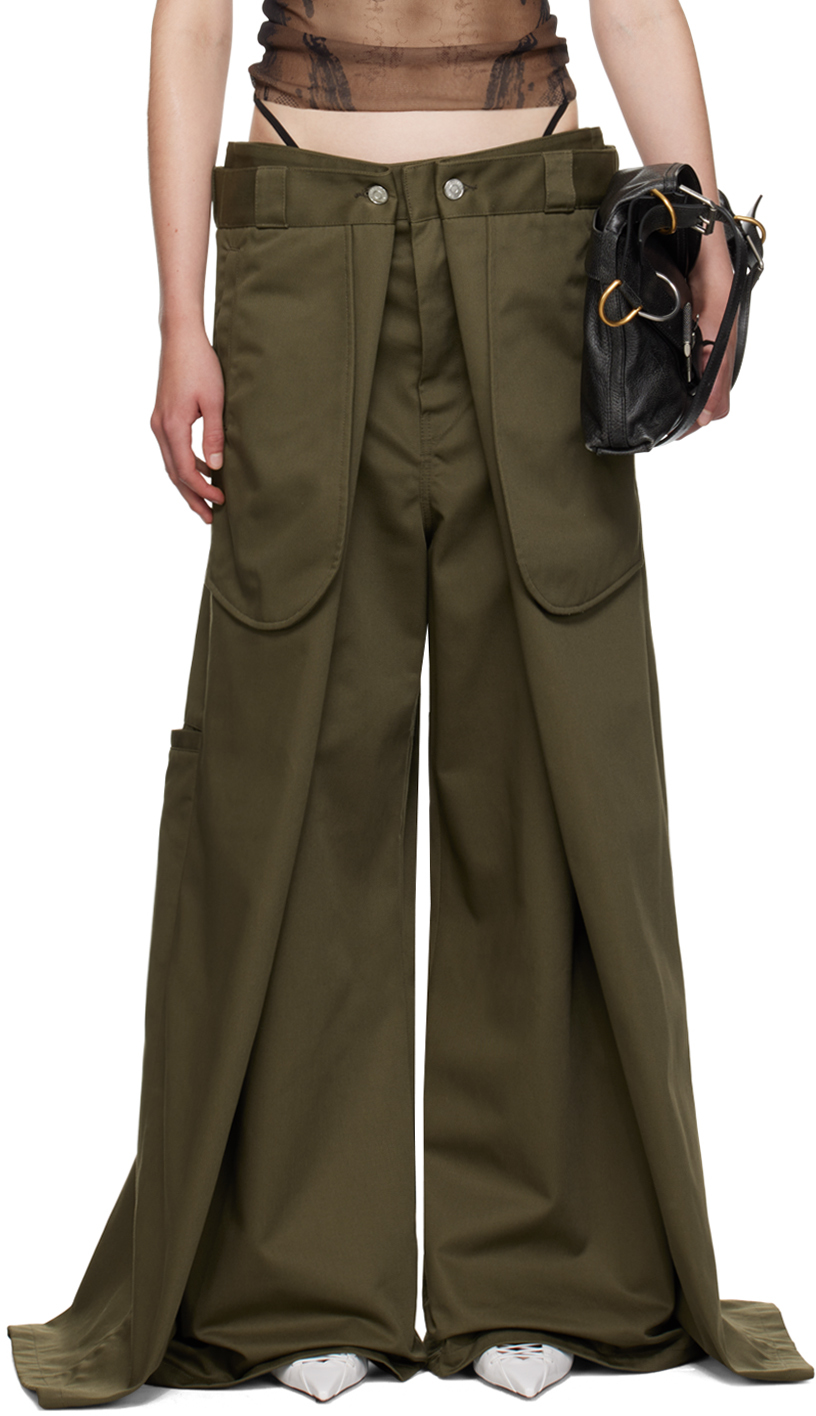 Shop Jean Paul Gaultier Khaki Shayne Oliver Edition 'the Wrap' Trousers In 41 Khaki