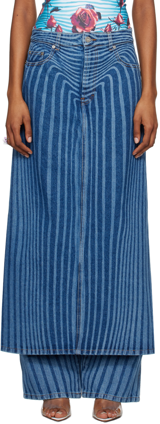 Shop Jean Paul Gaultier Blue 'the Denim Pant Skirt' Jeans In 57 Vintageblue