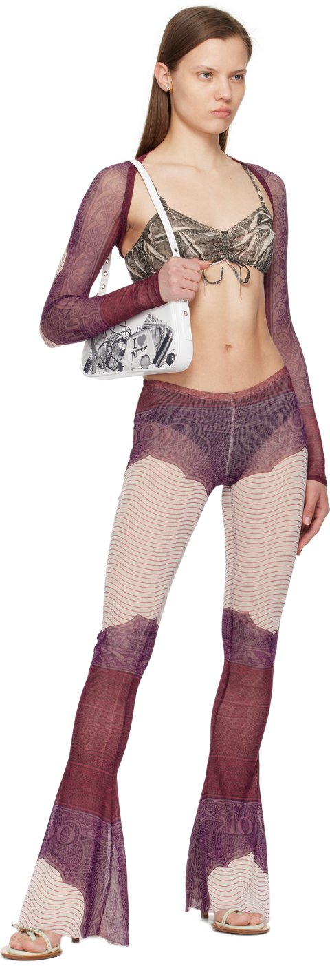 Jean Paul Gaultier Purple & Burgundy 'the Cartouche' Cardigan In 300128 Red/white/bur