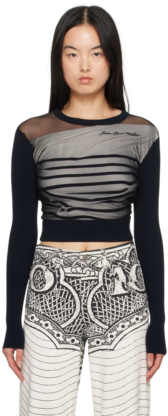 Shop Jean Paul Gaultier Navy 'the Marinière' Sweater In 590100 Navy/white/bl