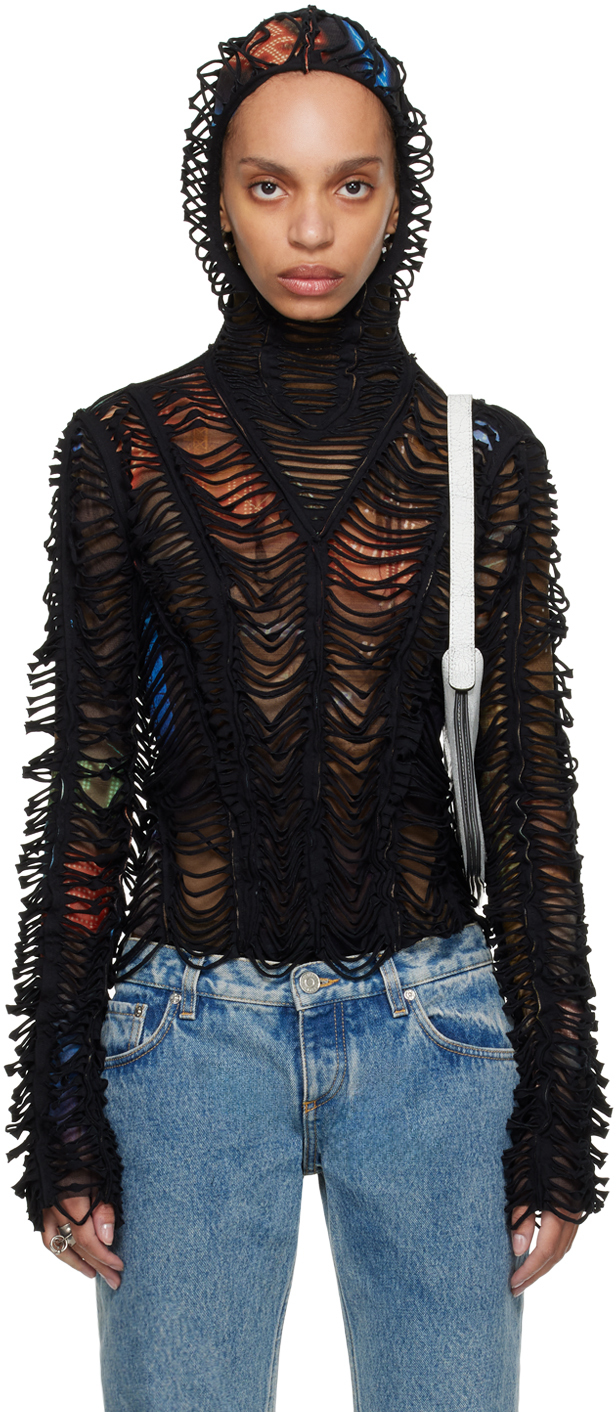 Shop Jean Paul Gaultier Brown Shayne Oliver Edition 'the Slashed City' Hoodie In 60405030 Brown/green