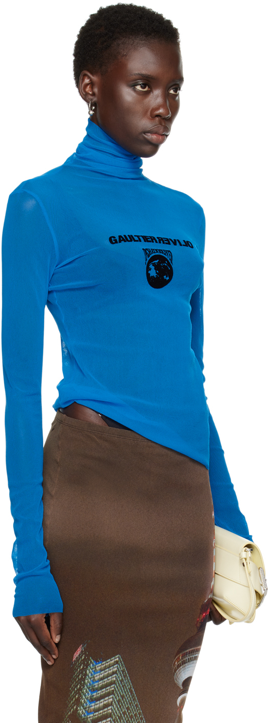 Jean Paul Gaultier Blue Shayne Oliver Edition Turtleneck In 7300 Ibiza Blue/blac