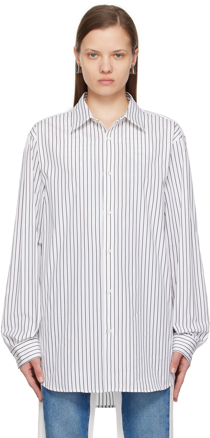 Shop Jean Paul Gaultier White & Black Striped Shirt In 0100 White/black