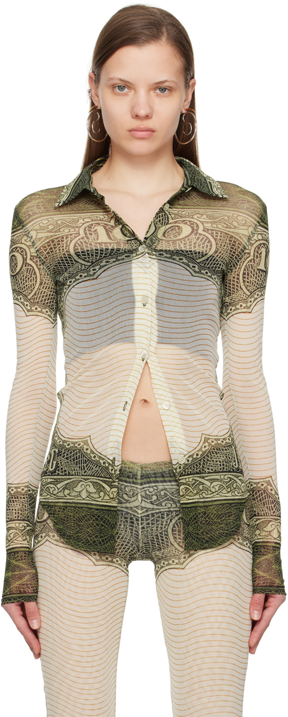 Jean Paul Gaultier Green & Off-white 'the Cartouche' Shirt In 400300156 Green/ecru
