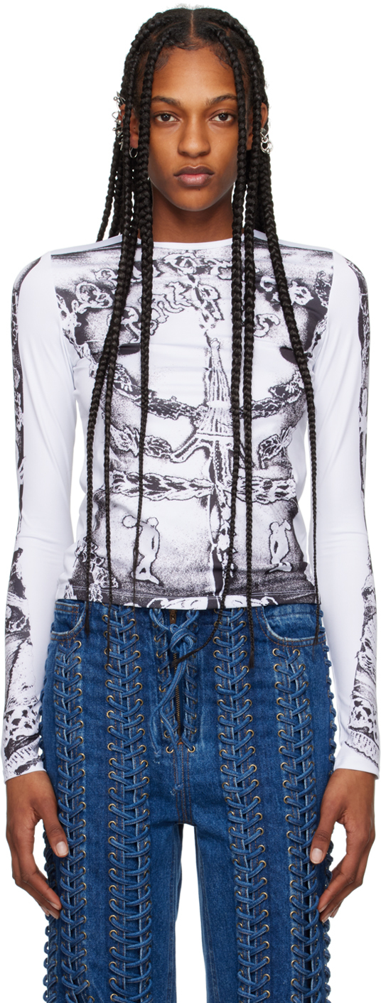 White 'The Gaultier Paris' Long Sleeve T-Shirt by Jean Paul White 'The Gaultier Paris' Long Sleeve T-Shirt by Jean Paul