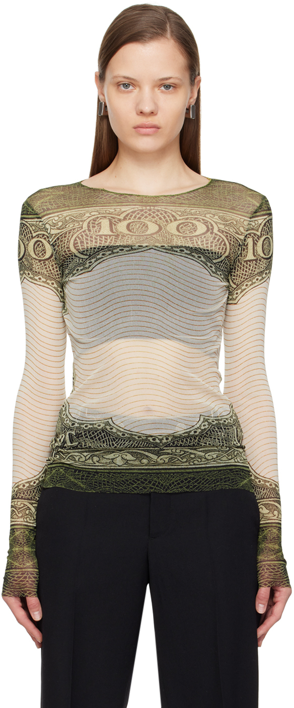 Green & Off-White 'The Cartouche' Long Sleeve T-Shirt by Green & Off-White 'The Cartouche' Long Sleeve T-Shirt by