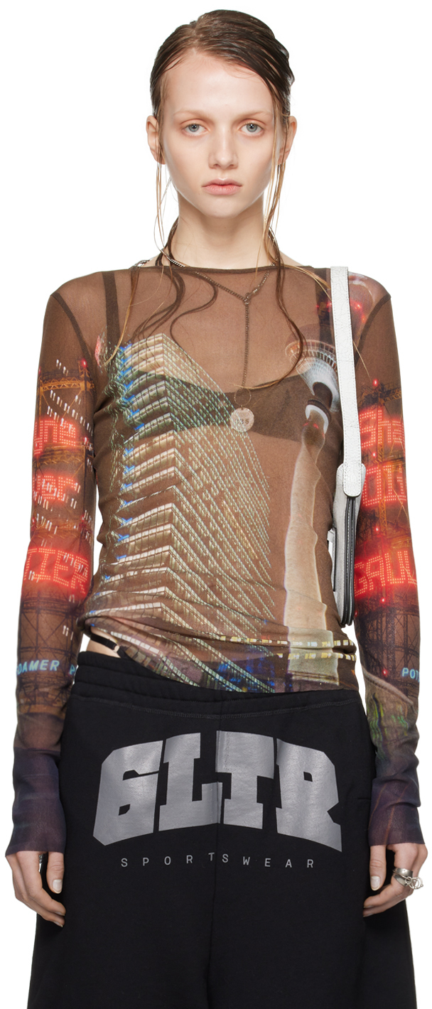Shop Jean Paul Gaultier Brown Shayne Oliver Edition Long Sleeve T-shirt In 60405030 Brown/green