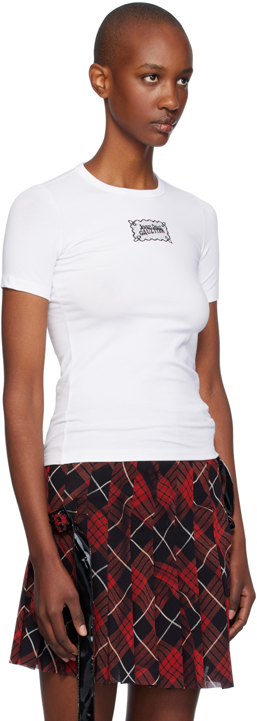 Jean Paul Gaultier Stretch Cotton Jersey Baby T-shirt In 0100-white/black
