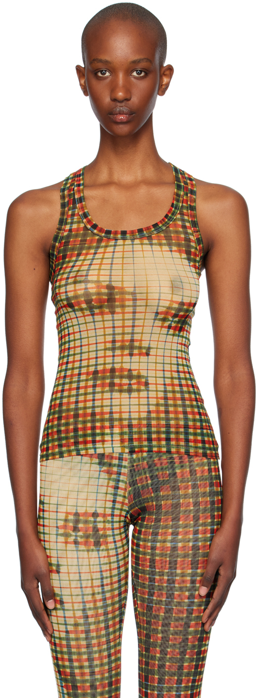 Multicolor Tartan Face Tank Top