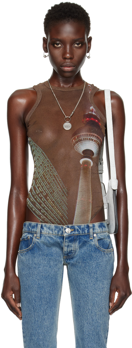 Shop Jean Paul Gaultier Brown Shayne Oliver Edition Bodysuit In 60405030 Brown/green