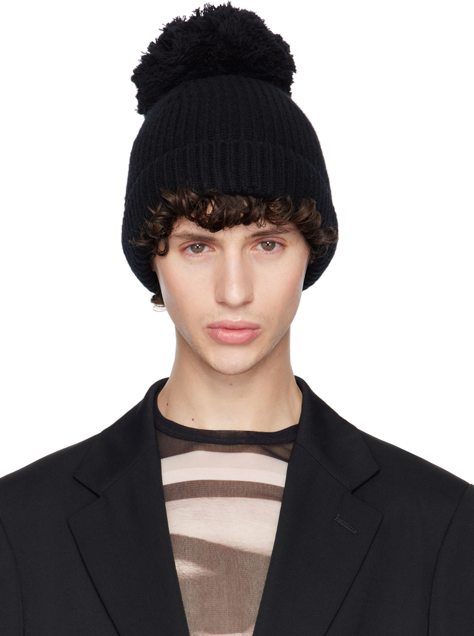 Jean Paul Gaultier: Black 'The Pompom' Beanie | SSENSE