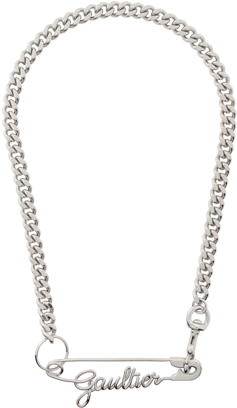 Jean Paul Gaultier Silver 'the Gaultier Safety Pin' Necklace In 91-silver