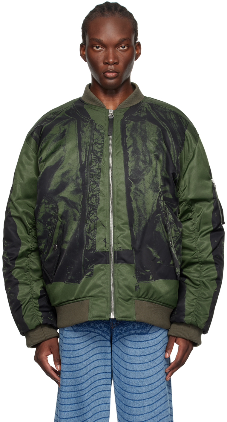 Khaki 'The Trompe-L'œil' Bomber Jacket by Jean Paul Gaultier on Sale