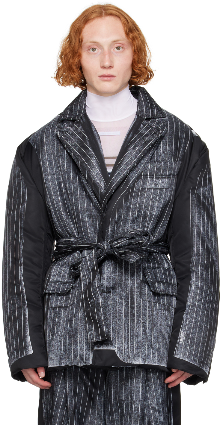 Shop Jean Paul Gaultier Black 'the Trompe-l'œil' Padded Coat In 0001-black/white