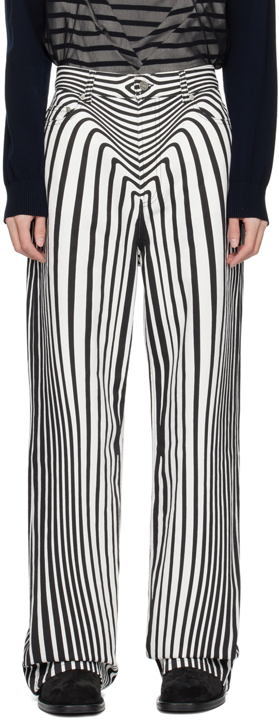 Shop Jean Paul Gaultier Black & White 'the Body Morphing' Jeans In 0100-white/black
