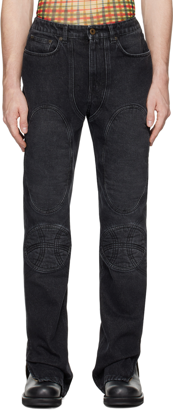 JEAN PAUL GAULTIER BLACK 'THE LACE-UP DENIM' JEANS 