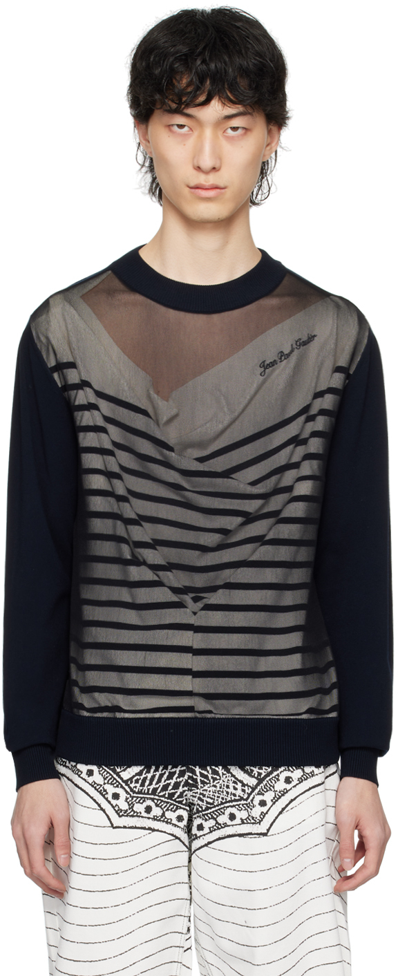 Jean Paul Gaultier Navy 'the Oversized Marinière' Sweater In 590100-navy/white/bl