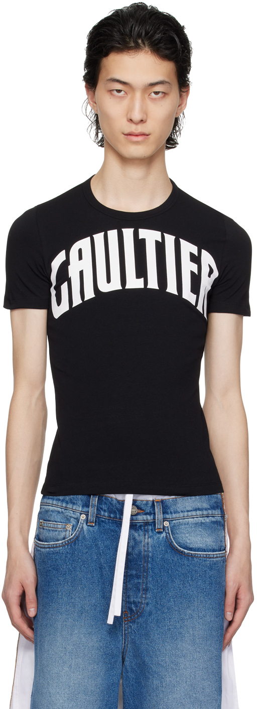 Shop Jean Paul Gaultier Black 'the Gaultier' T-shirt In 0001-black/white