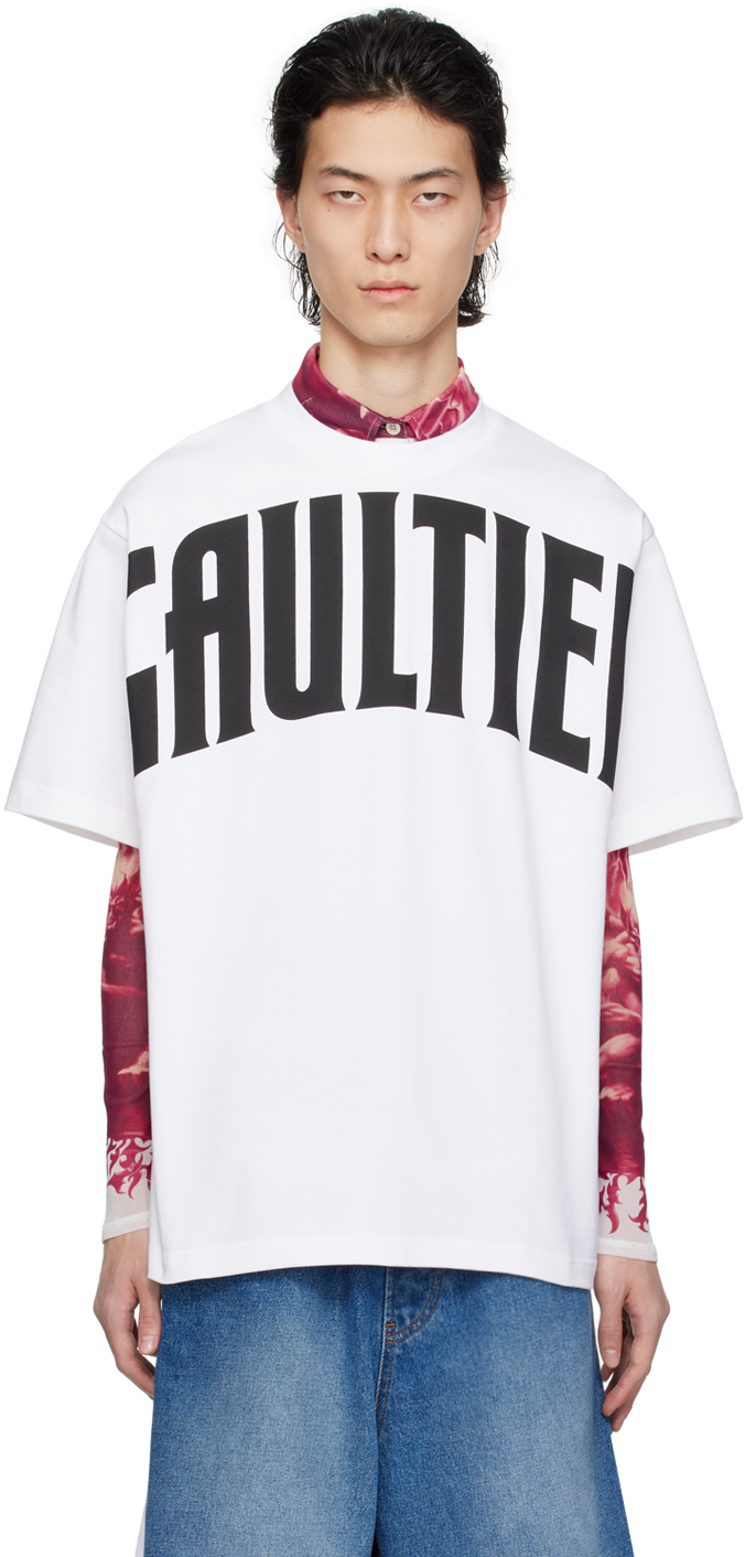 Shop Jean Paul Gaultier White 'the Large Gaultier' T-shirt In 0100-white/black