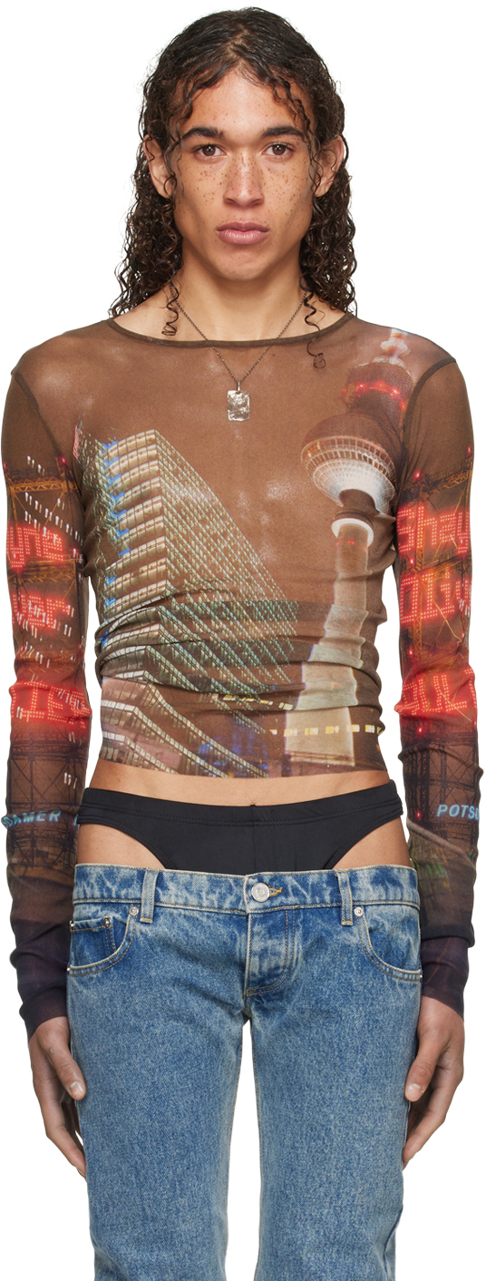 Jean Paul Gaultier Brown Shayne Oliver Edition Long Sleeve T-shirt In 60405030-brown/green