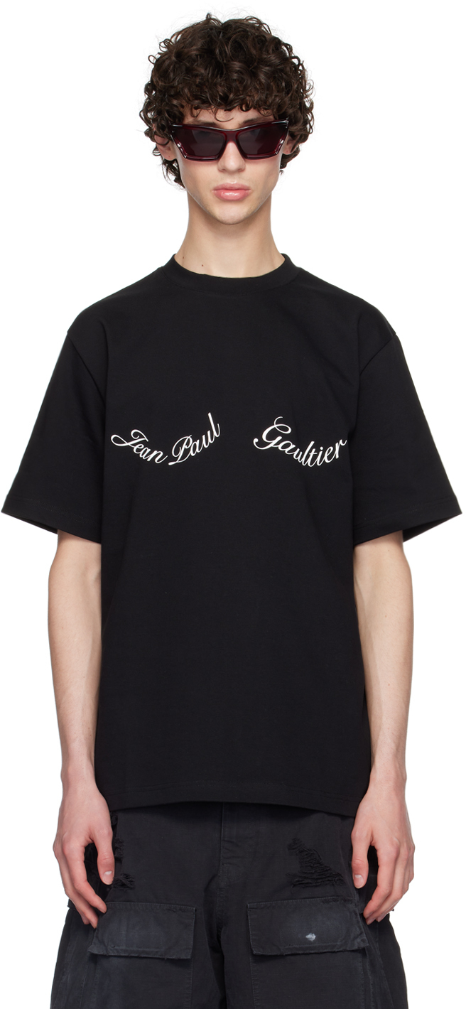 Shop Jean Paul Gaultier Black 'the Large ' T-shirt In 0001-black/white