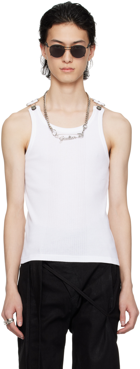 Shop Jean Paul Gaultier White 'the Straps' Tank Top In 01-white