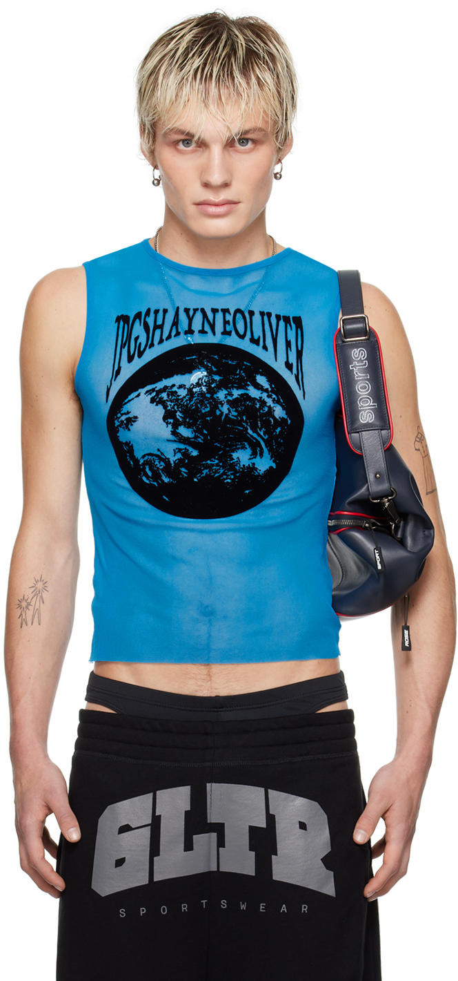 Shop Jean Paul Gaultier Blue Shayne Oliver Edition Earth Tank Top In 7300-ibiza Blue/blac