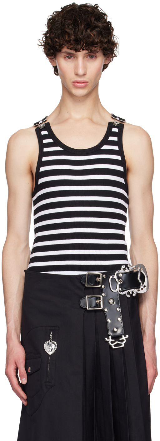 Black & White 'The Strapped Marinière' Tank Top by Jean Paul Gaultier on  Sale