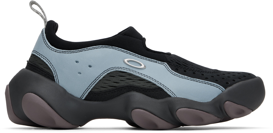 Shop Oakley Factory Team Blue & Black Flesh Sandals In Stone Blue/black