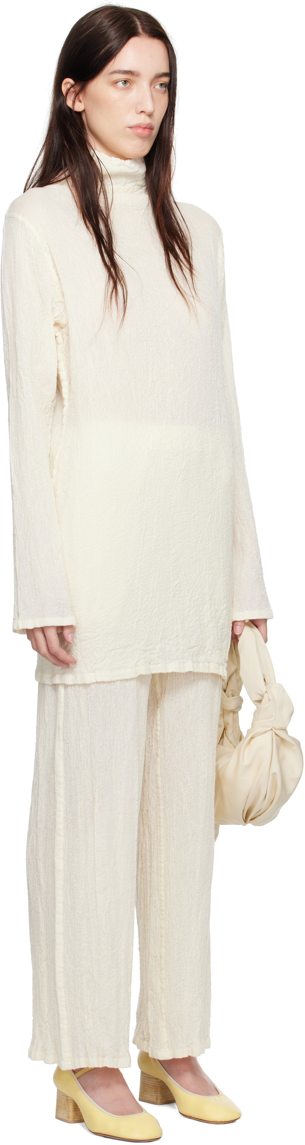 Issey Miyake Off-white Karami Wool Minidress In 06 Moon White