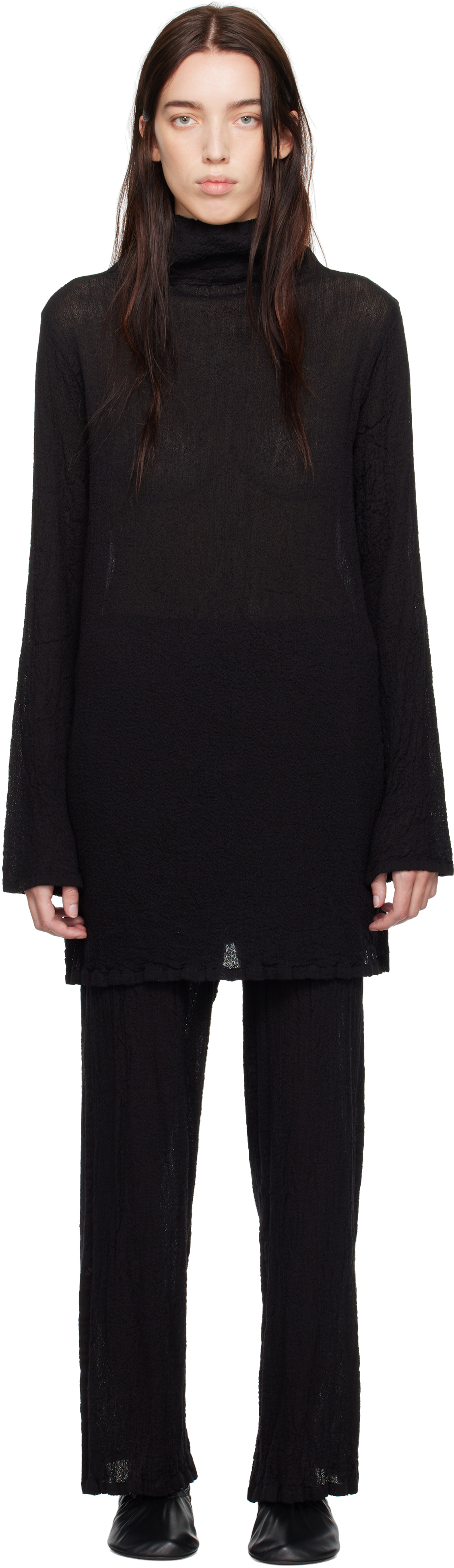 Black Karami Wool Minidress