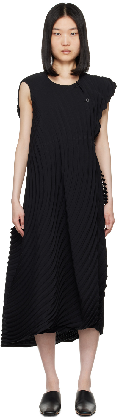 Shop Issey Miyake Black Resonant Pleats Maxi Dress In 15 Black