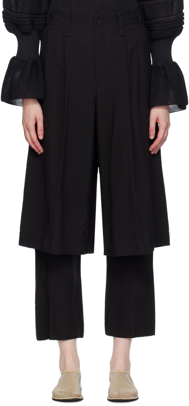Issey Miyake Black Two As One Trousers In 15-black