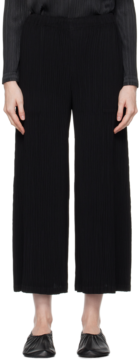 Shop Issey Miyake Black Hatching Trousers In 15 Black