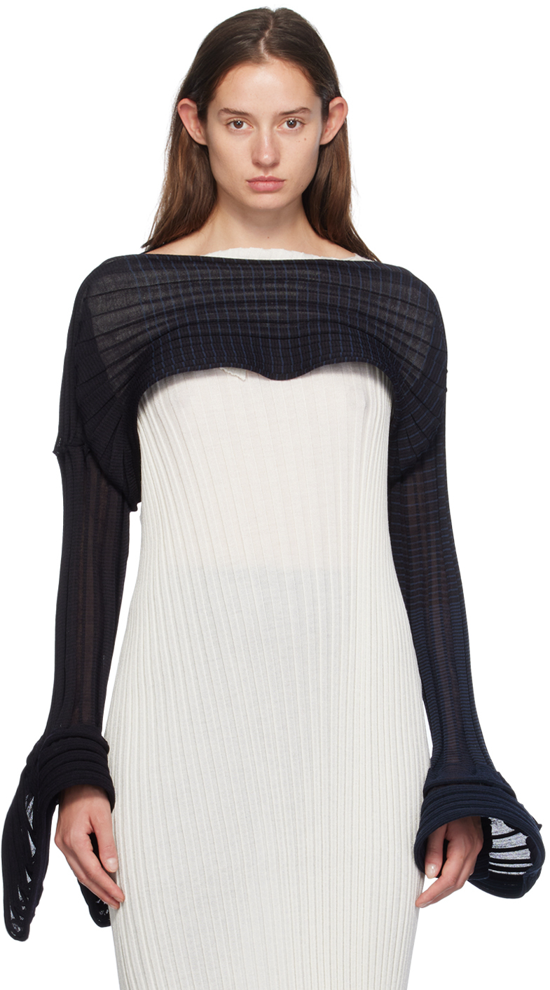 Issey Miyake Black & Navy Asagao Cardigan In 17 Black Hued