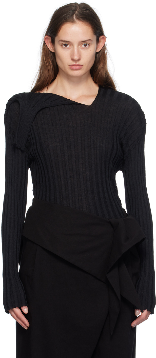 Black Sparkling Merino Rib Sweater