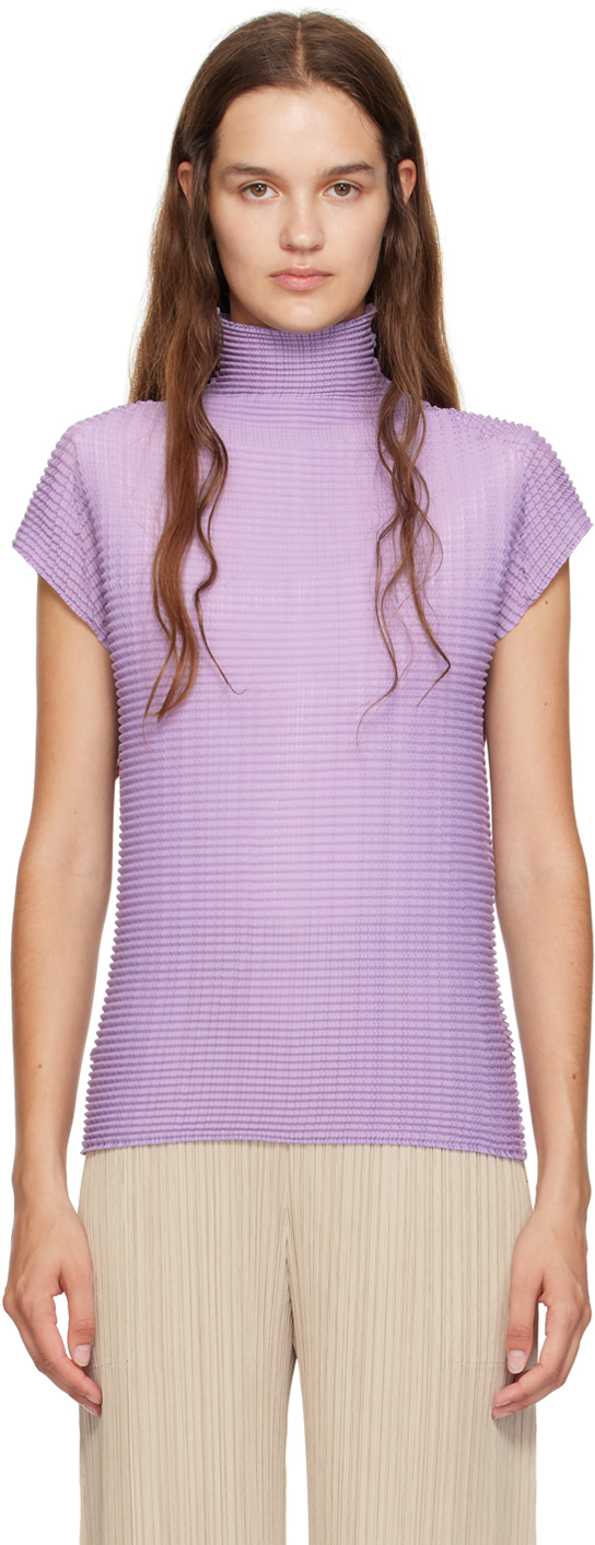 Shop Issey Miyake Purple Wooly Pleats-48 Top In 83 Bellflower Purple