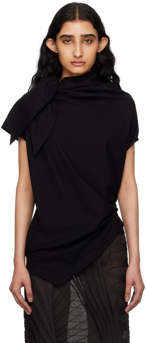 Shop Issey Miyake Black Knot T-shirt In 15- Black