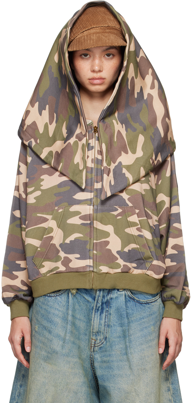 Shop Praying Khaki Camo Shroud Zip Hoodie