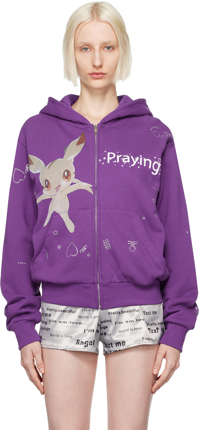 Shop Praying Purple Pocket Creature Hoodie