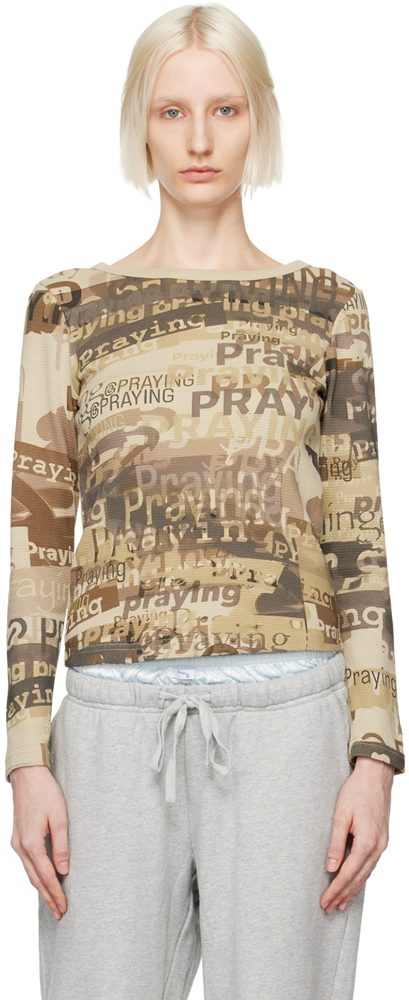 Shop Praying Khaki Story Long Sleeve T-shirt In Green