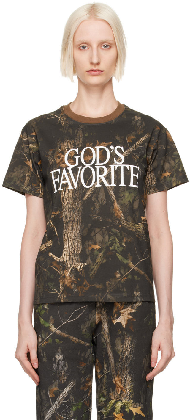 Shop Praying Khaki 'god's Favorite' T-shirt In Camo