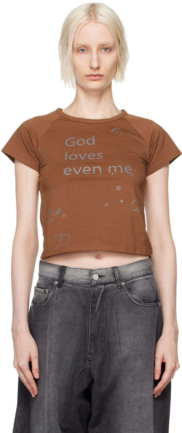 Shop Praying Brown 'god Loves Me' Baby T-shirt