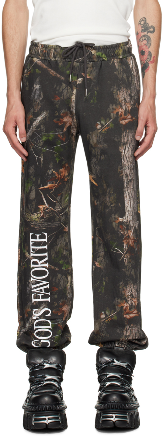 Shop Praying Khaki 'god's Favorite' Sweatpants In Camo