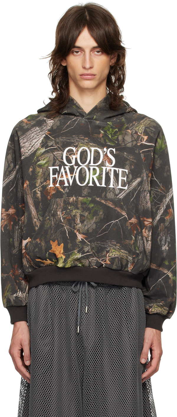 Shop Praying Khaki 'god's Favorite' Camo Hoodie