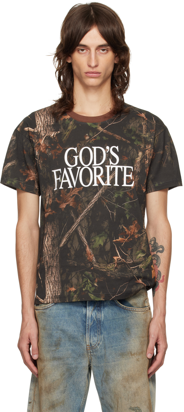 Shop Praying Khaki 'god's Favorite' T-shirt In Camo