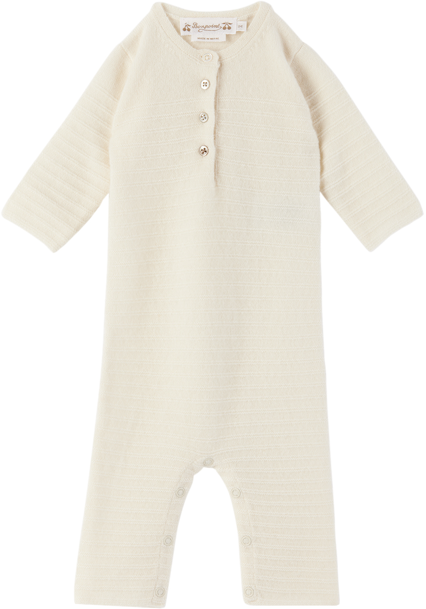 Bonpoint Baby Off-white Gillis Jumpsuit In 002 Blanc Lait