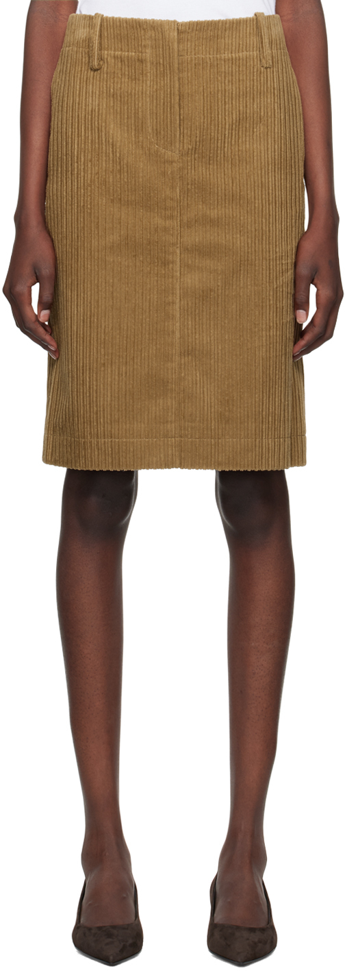 Shop Nothing Written Beige H-line Midi Skirt In Camel