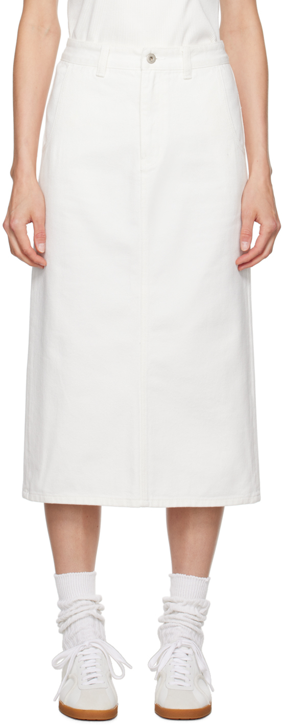 Shop Nothing Written White H-line Denim Midi Skirt