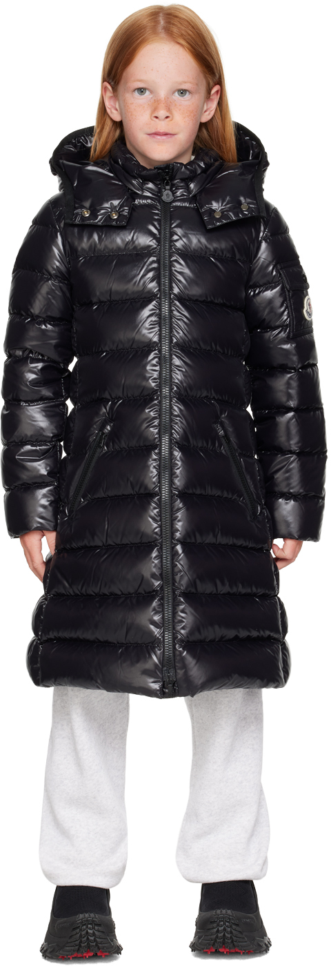 Kids Black Moka Long Down Coat by Moncler Enfant SSENSE